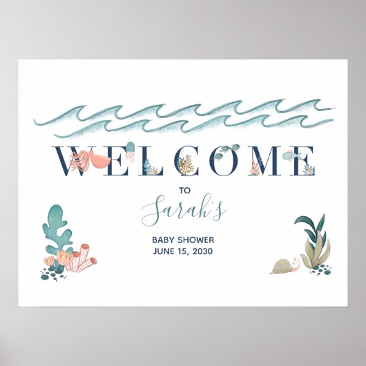 Under the Sea Ocean Animals Baby Shower ポスター (正面)