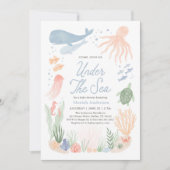 Under the Sea Ocean Animals Baby Shower 招待状 (正面)