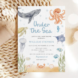 Under The Sea Ocean Animals Baby Shower 招待状