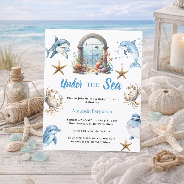Under the sea ocean animals Baby Shower invitation (クリエイターアップロード済み)