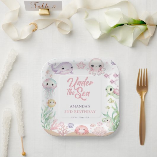 Under The Sea Ocean Animals Birthday  ペーパープレート (ウェディング)