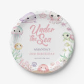 Under The Sea Ocean Animals Birthday  ペーパープレート (正面)