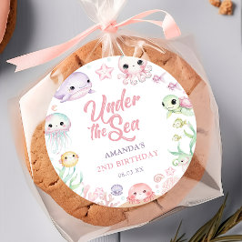 Under The Sea Ocean Animals Birthday ラウンドシール