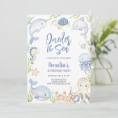 Under the Sea Ocean Animals Birthday Party 招待状 (スタンド正面)