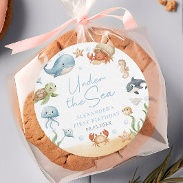 Under The Sea Ocean Animals Birthday Sticker ラウンドシール