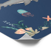 Under the Sea Ocean Animals Shark Nursery Poster ポスター (角)