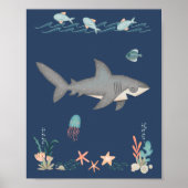 Under the Sea Ocean Animals Shark Nursery Poster ポスター (正面)
