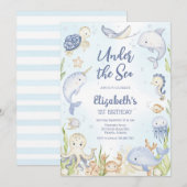 Under the Sea Ocean Animals Theme Birthday  招待状 (正面/裏面)