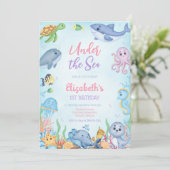 Under the Sea Ocean Animals Theme Birthday 招待状 (スタンド正面)