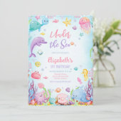 Under the Sea Ocean Animals Theme Birthday 招待状 (スタンド正面)