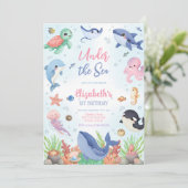Under the Sea Ocean Animals Theme Birthday 招待状 (スタンド正面)