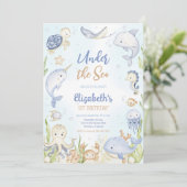 Under the Sea Ocean Animals Theme Birthday  招待状 (スタンド正面)