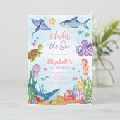 Under the Sea Ocean Animals Theme Birthday 招待状 (スタンド正面)