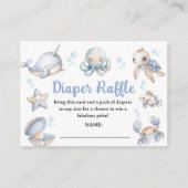 Under The Sea Ocean Baby Shower Blue Diaper Raffle エンクロージャーカード (正面)