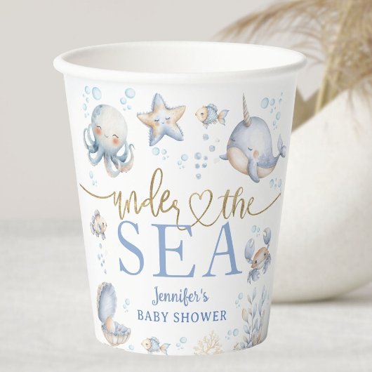 Under The Sea Ocean Baby Shower Boy Blue 紙コップ
