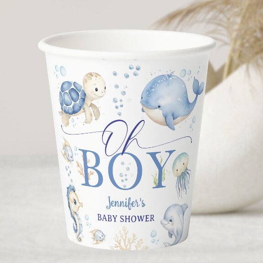 Under The Sea Ocean Baby Shower Boy Blue  紙コップ