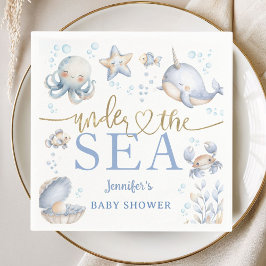 Under The Sea Ocean Baby Shower Boy Blue Paper スタンダードカクテルナプキン