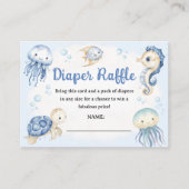 Under The Sea Ocean Baby Shower Boy Diaper Raffle エンクロージャーカード (正面)