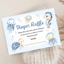 Under The Sea Ocean Baby Shower Boy Diaper Raffle エンクロージャーカード