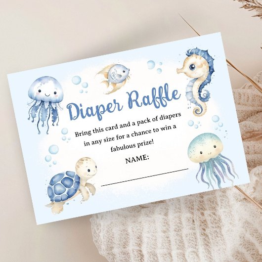 Under The Sea Ocean Baby Shower Boy Diaper Raffle エンクロージャーカード