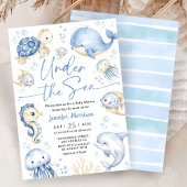 Under The Sea Ocean Baby Shower Boy Dusty Blue 招待状