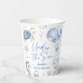 Under The Sea Ocean Baby Shower Boy Dusty Blue 紙コップ (裏面)