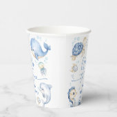 Under The Sea Ocean Baby Shower Boy Dusty Blue 紙コップ (右)