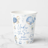 Under The Sea Ocean Baby Shower Boy Dusty Blue 紙コップ (正面)