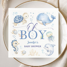 Under The Sea Ocean Baby Shower Boy Paper Napkins スタンダードカクテルナプキン