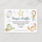 Under The Sea Ocean Baby Shower Diaper Raffle エンクロージャーカード (正面)