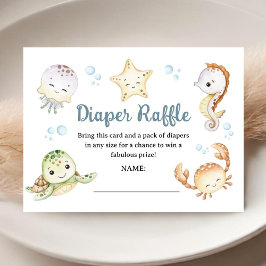 Under The Sea Ocean Baby Shower Diaper Raffle エンクロージャーカード