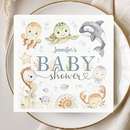 Under The Sea Ocean Baby Shower Gender Neutral スタンダードカクテルナプキン