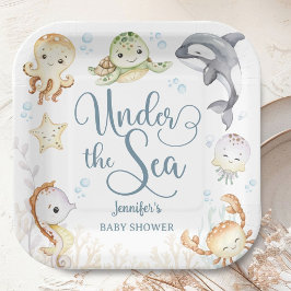 Under The Sea Ocean Baby Shower Gender Neutral ペーパープレート