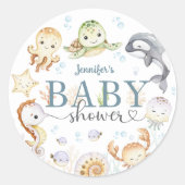 Under The Sea Ocean Baby Shower Gender Neutral ラウンドシール (正面)