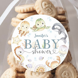 Under The Sea Ocean Baby Shower Gender Neutral ラウンドシール