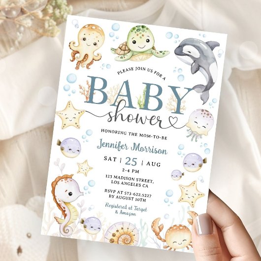 Under The Sea Ocean Baby Shower Gender Neutral  招待状