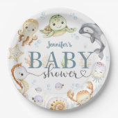 Under The Sea Ocean Baby Shower Gender Neutral  Pa ペーパープレート (正面)