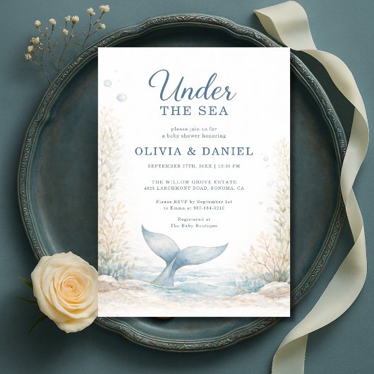 Under the Sea Ocean Couples Baby Shower 招待状
