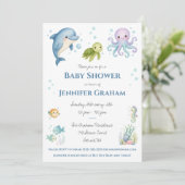 Under the Sea, Ocean Creatures Baby Shower 招待状 (スタンド正面)