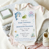 Under the Sea, Ocean Creatures Baby Shower 招待状