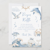 Under the Sea Ocean Diaper Raffle Baby Boy Shower 招待状 (正面)