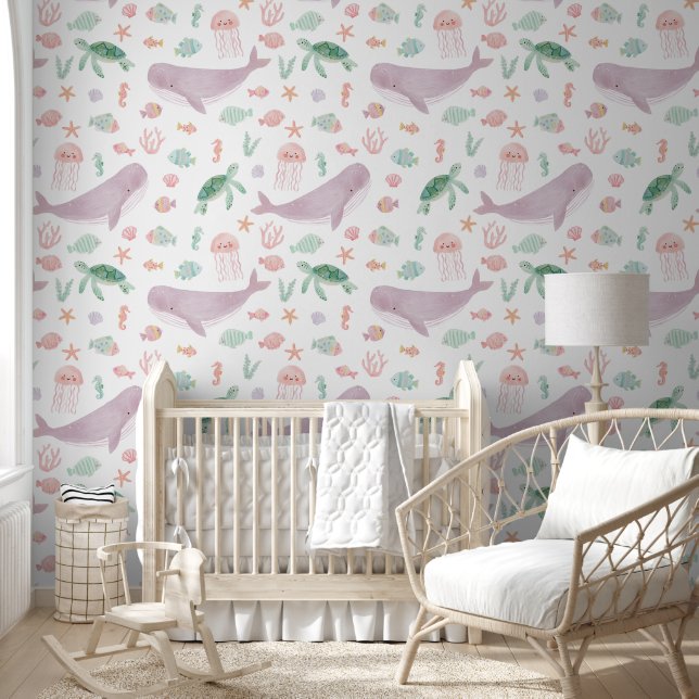 Under the Sea Ocean Girls Nursery Kids Room 壁紙 (キッズ)