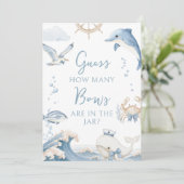 Under the Sea Ocean How Many Bows Baby Boy Shower 招待状 (スタンド正面)