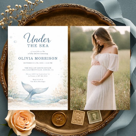 Under the Sea Ocean Photo Baby Shower 招待状