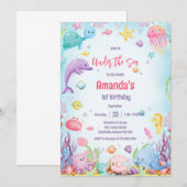 Under the Sea Ocean Theme Birthday Invitation 招待状 (正面/裏面)