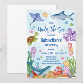 Under the Sea Ocean Theme Birthday Invitation 招待状 (正面/裏面)