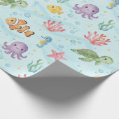 Under the Sea Party Colourful Ocean Creatures ラッピングペーパー (角)