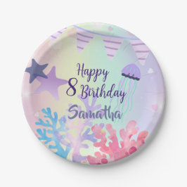 Under the Sea Pink and Purple Birthday Party Decor ペーパープレート