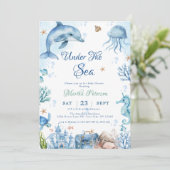 UNder the sea Seashell Baby Shower 招待状 (スタンド正面)