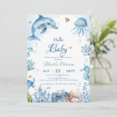 UNder the sea Seashell Baby Shower 招待状 (スタンド正面)
